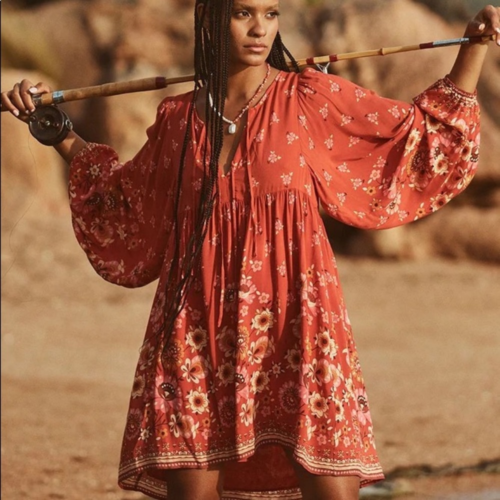 🔥NWT Spell & The Gypsy gorgeous JONI Tunic Dress Campfire, size S